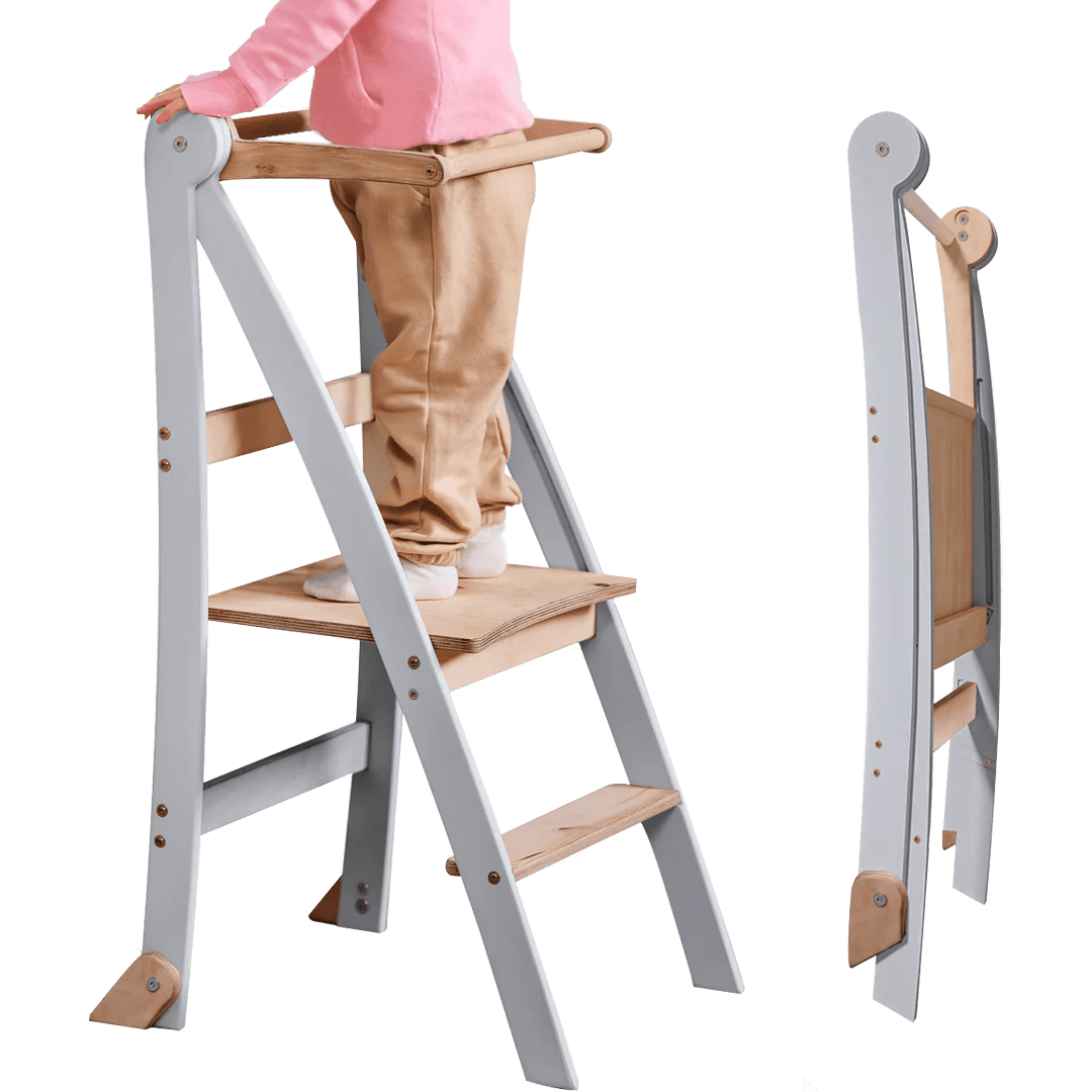 Learning Tower: Foldable Step Stool for Toddlers - Gray-0
