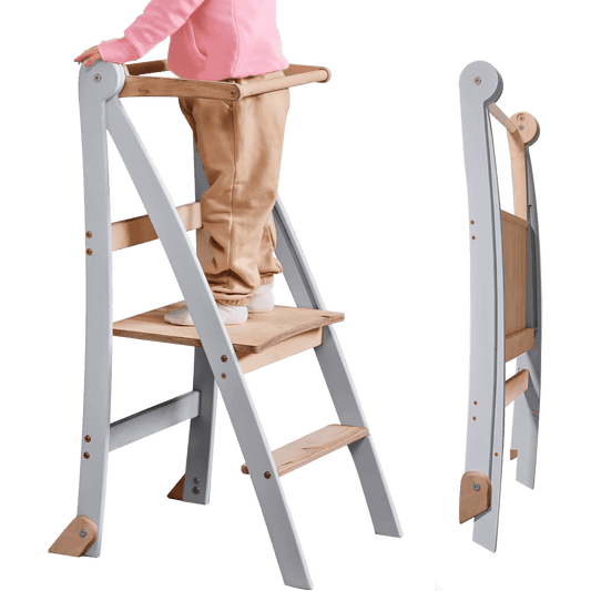 Learning Tower: Foldable Step Stool for Toddlers - Gray-0